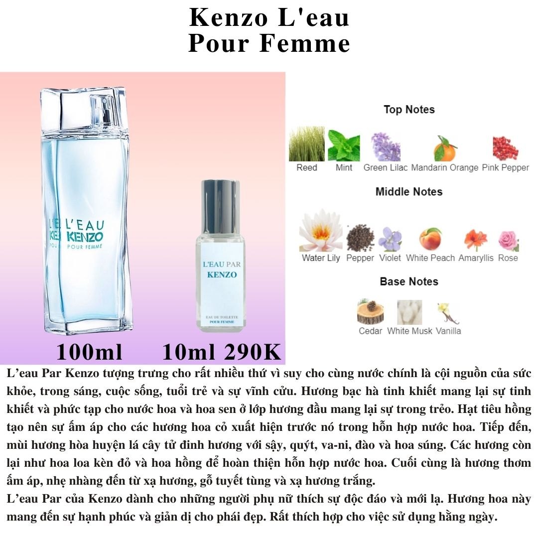 Nước hoa Nữ - Kenzo Leau Kenzo Pour Femme EDT