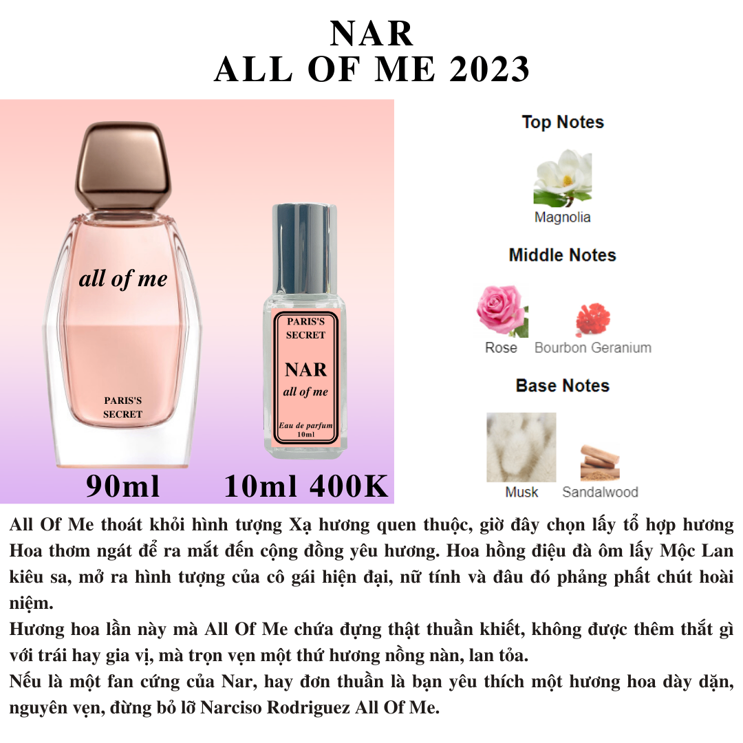 Nước hoa Nữ - Narciso Rodriguez All Of Me EDP 2023