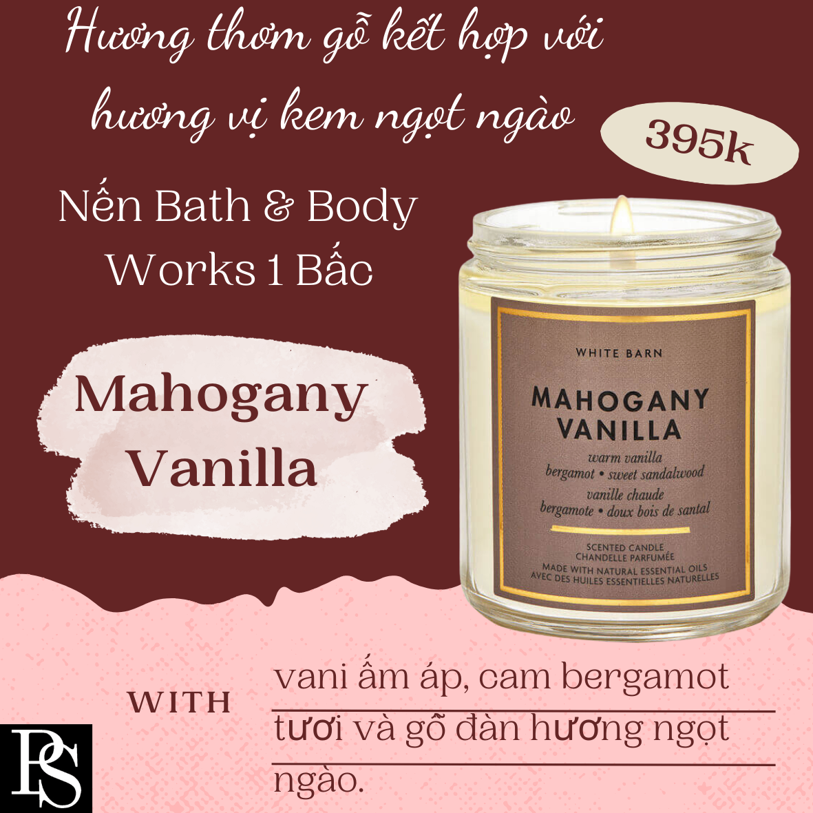 Nến Bath & Body Works 1 Bấc - Mahogany Vanilla