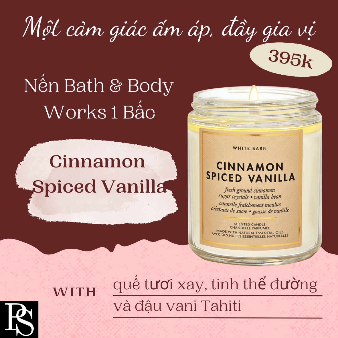 Nến Bath & Body Works 1 Bấc - Cinnamon Spiced Vanilla