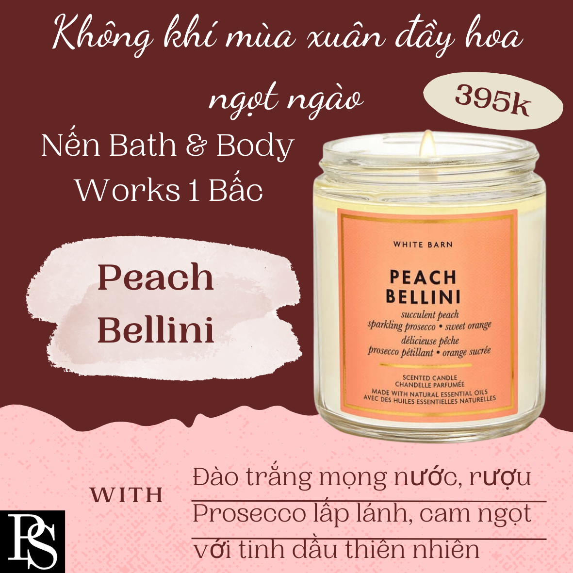 Nến Bath & Body Works 1 Bấc - Peach Bellini