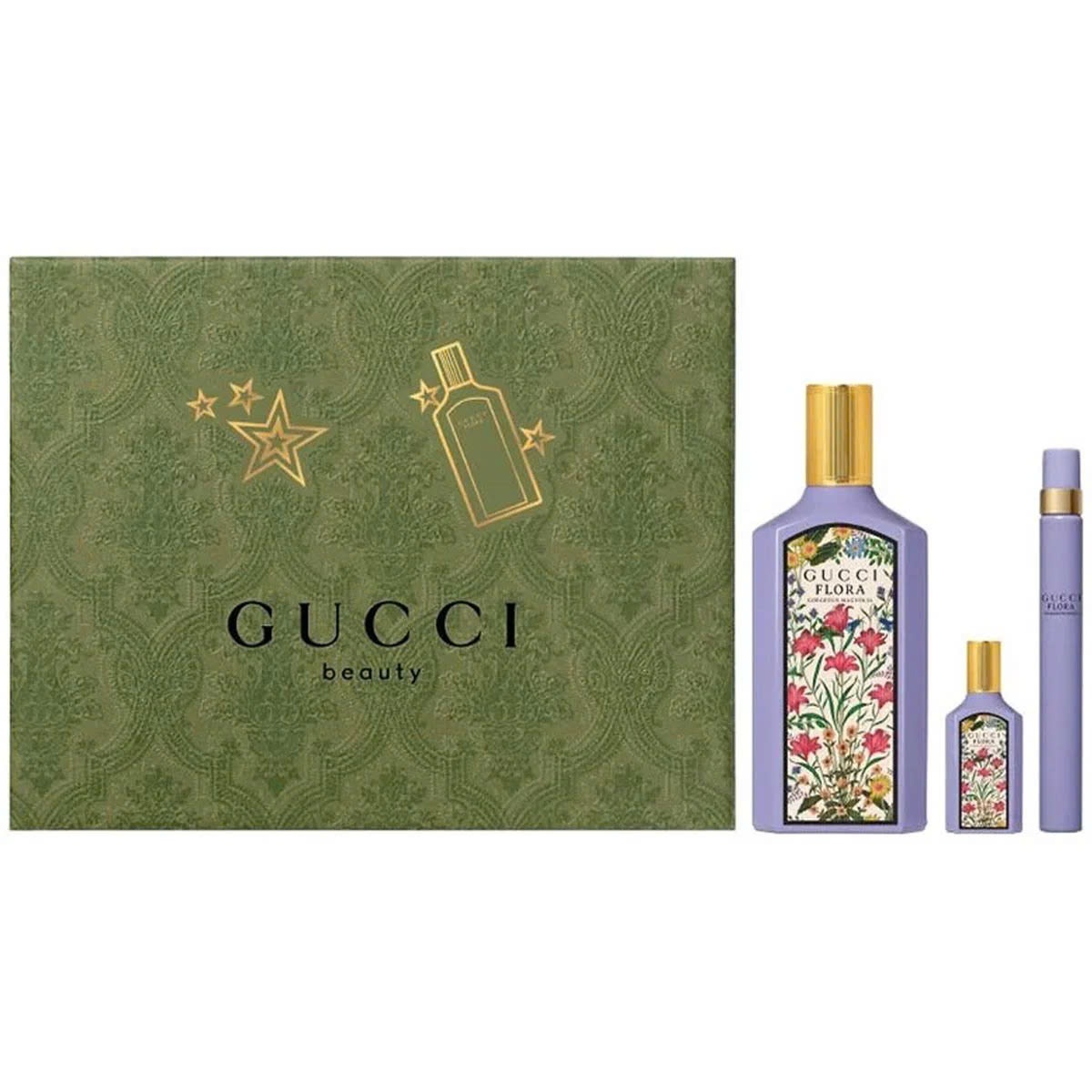 Nước hoa Nữ - Gift Set Gucci Flora Gorgeous Magnolia EDP 100ml+ Mini 5ml + Mini 7,5ml