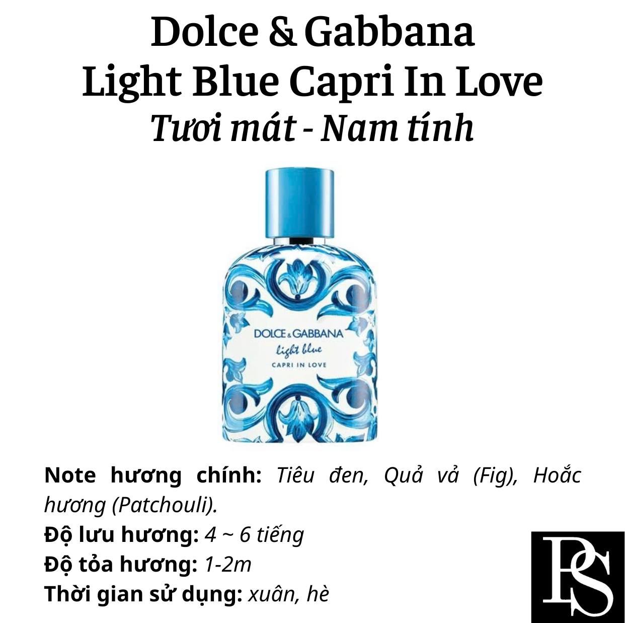 Nước hoa Chiết Nam - DG Light Blue Capri In Love EDP 10ML