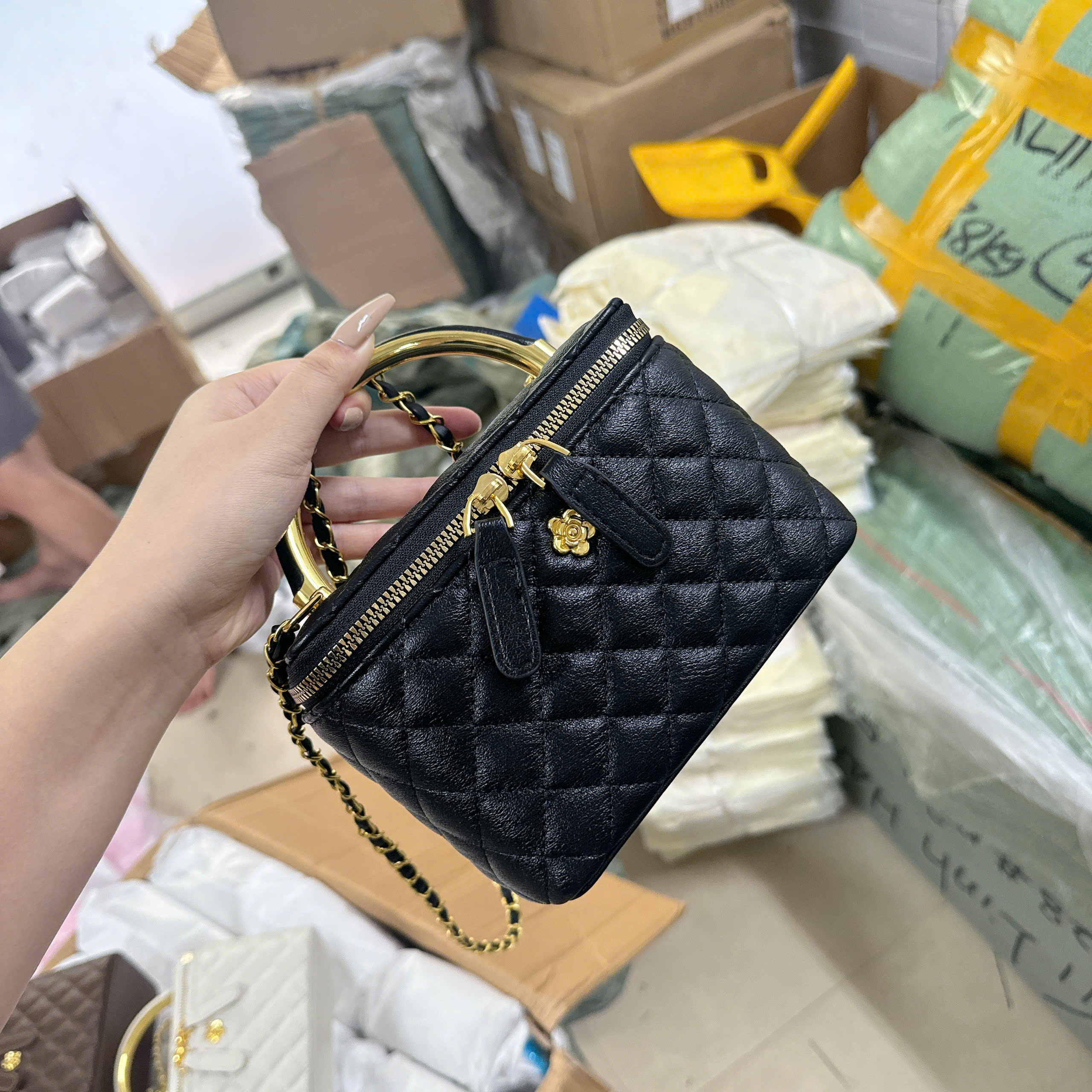 1251TO# Túi dáng hộp vân trám hoa trà sz to