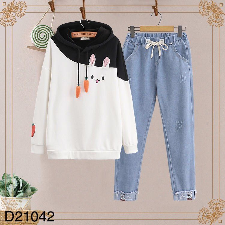 Set áo thỏ quần jeans