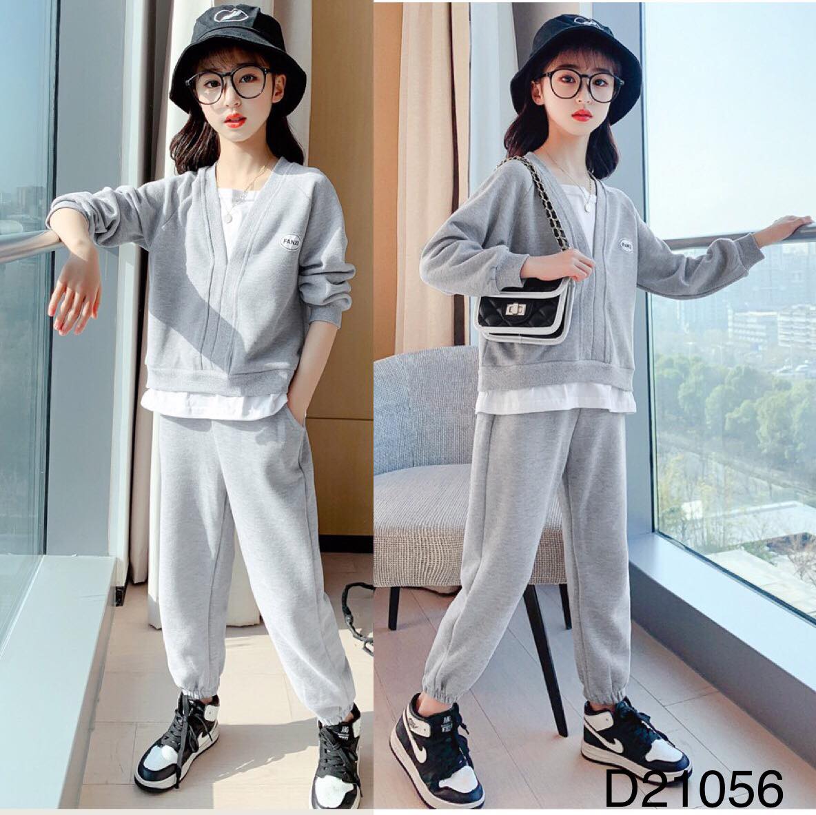 Set áo cổ tim và vạt trắng