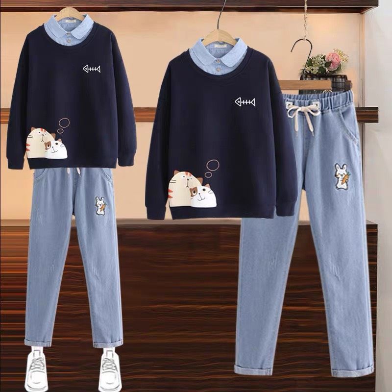 Set áo nỉ quần jeans thỏ