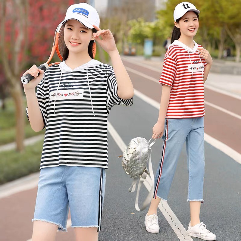 Quần sooc jeans viền đen