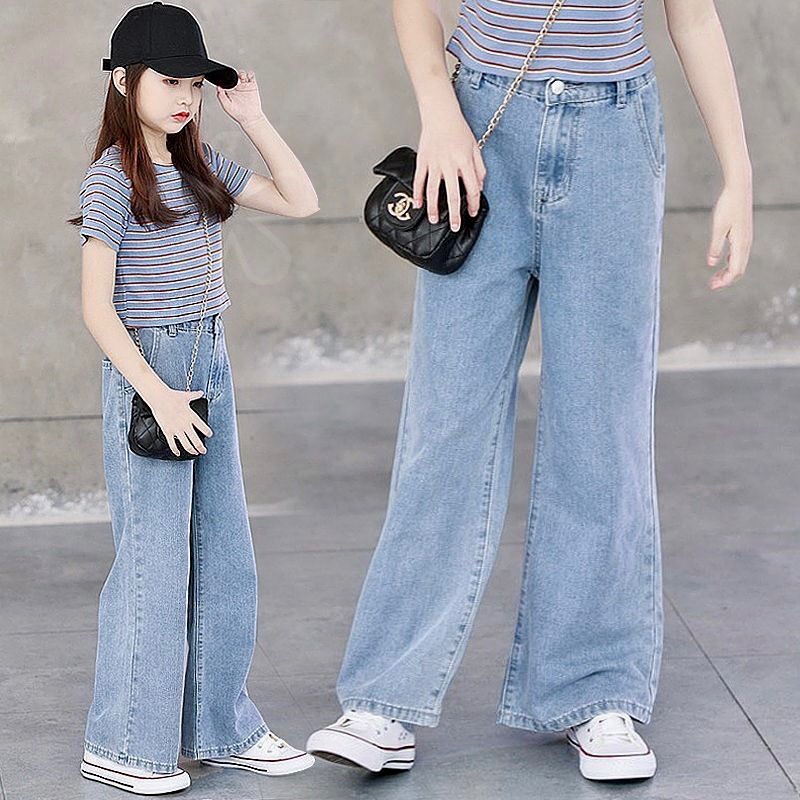 H25026-Quần jeans suông cạp khoá