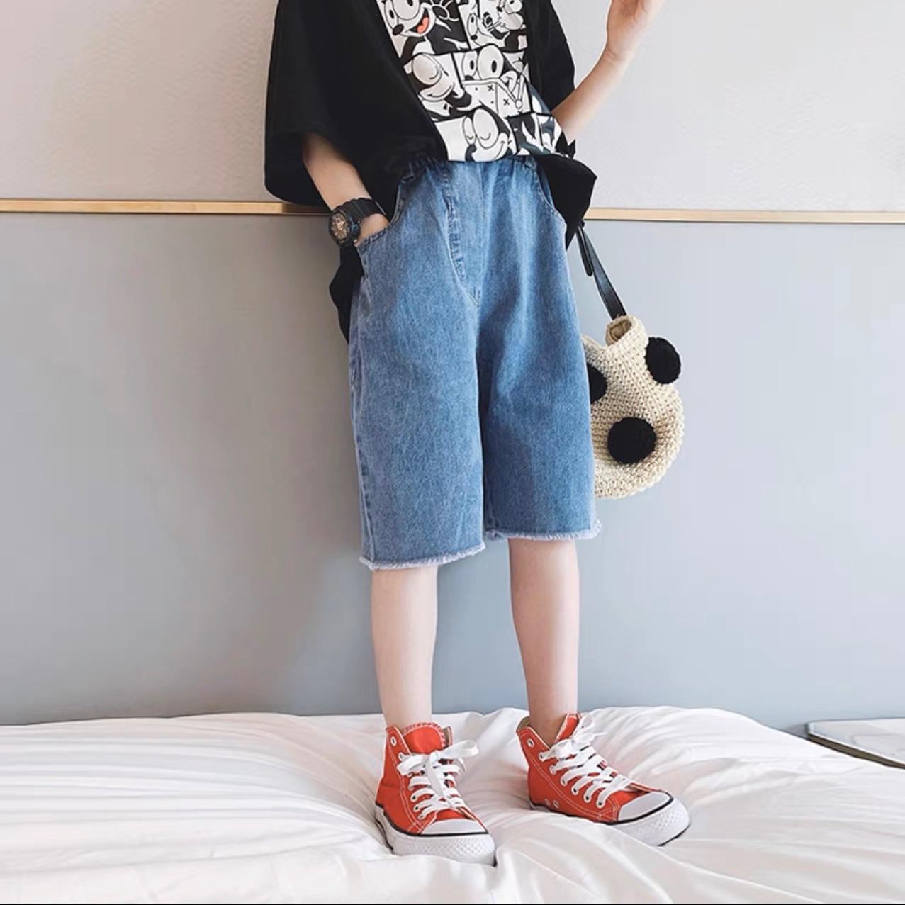 Quần jeans ngố trơn