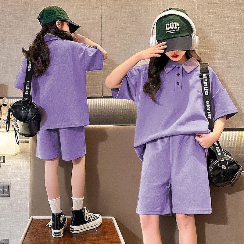 Set thể thao áo polo tím