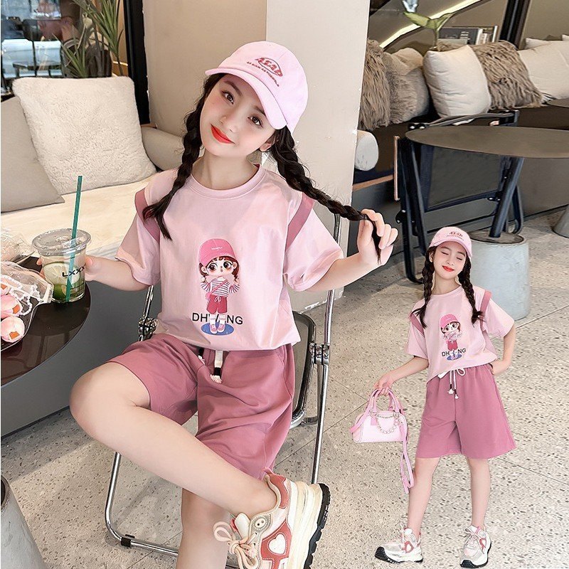 Set áo cô gái mũ hồng