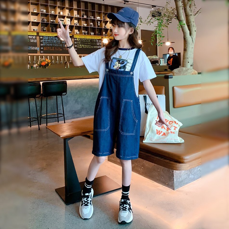 Set áo mickey kèm yếm jeans