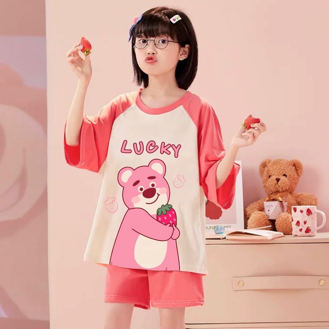 Set cotton hoạt hình mặt trước