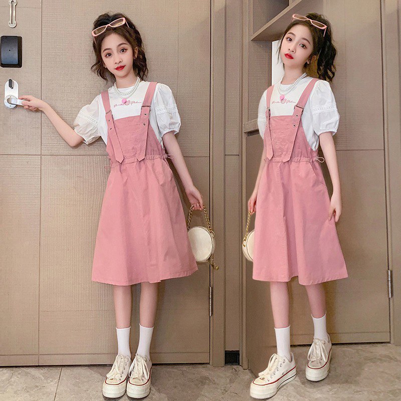 Set áo trắng yếm váy