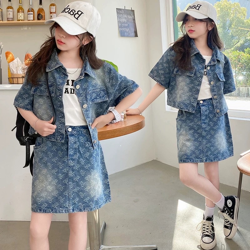 Set jeans chữ mài