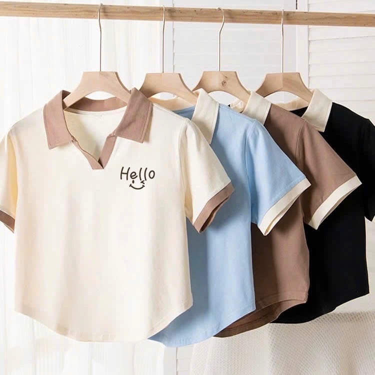 Áo polo chữ Hello