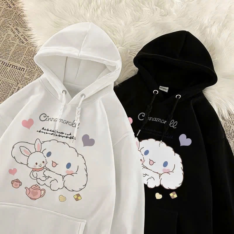 D25049-Áo hoodie thỏ trắng