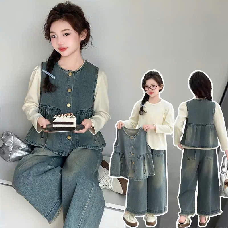 Set jeans nơ 3 chi tiết