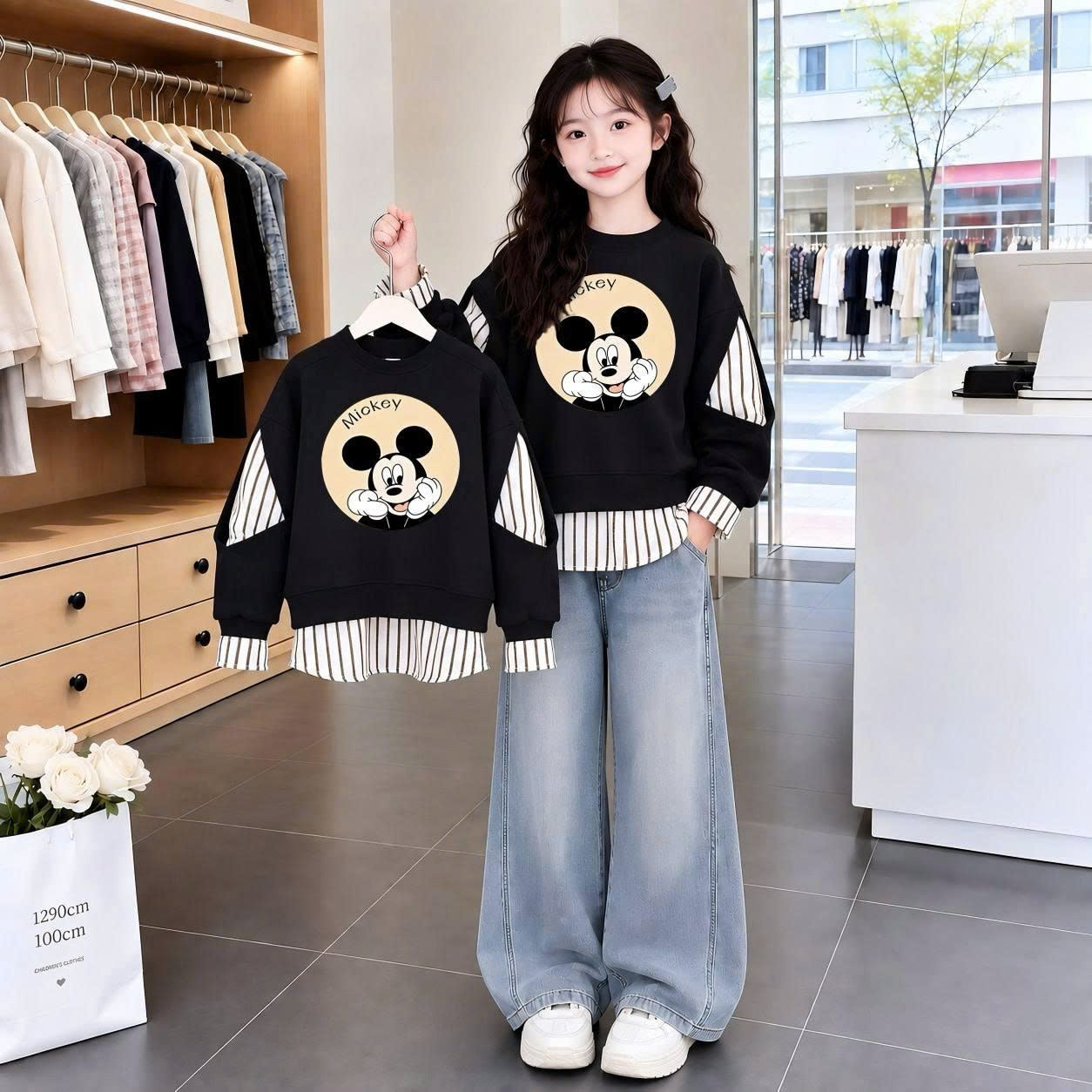 Áo nỉ mickey khoét tay M414