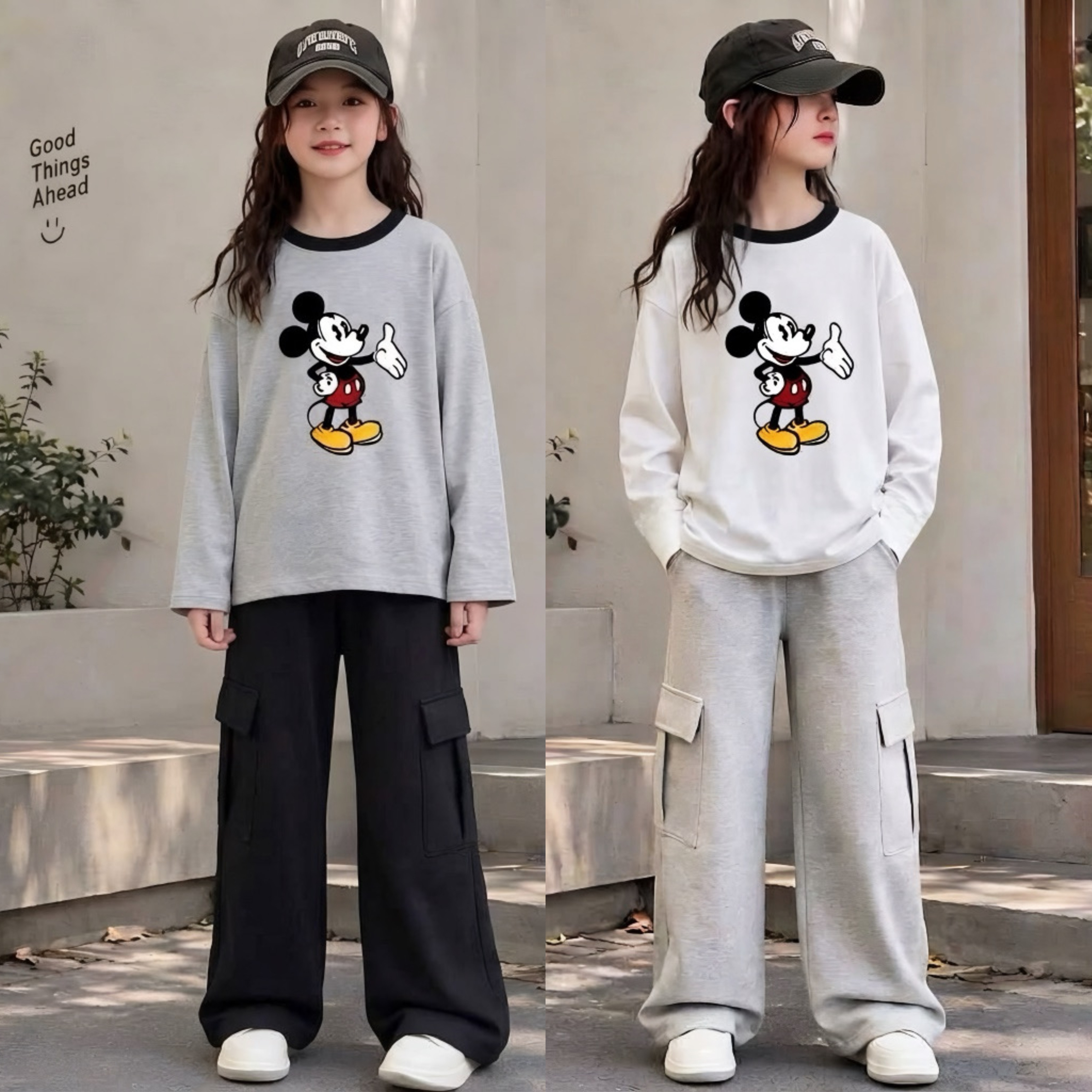 Áo cotton dài tay mickey