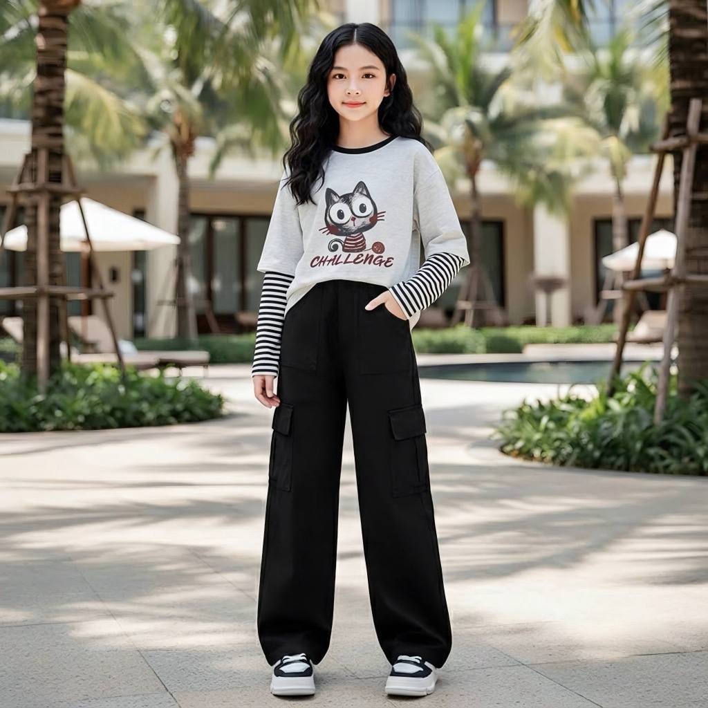 Áo cotton tay nối kẻ M403