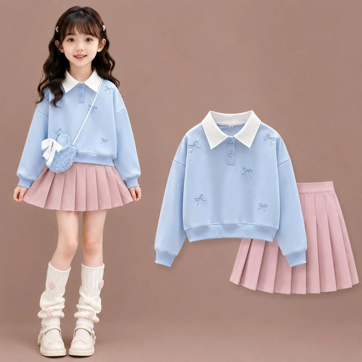 Áo da cá cổ polo thêu nơ M381