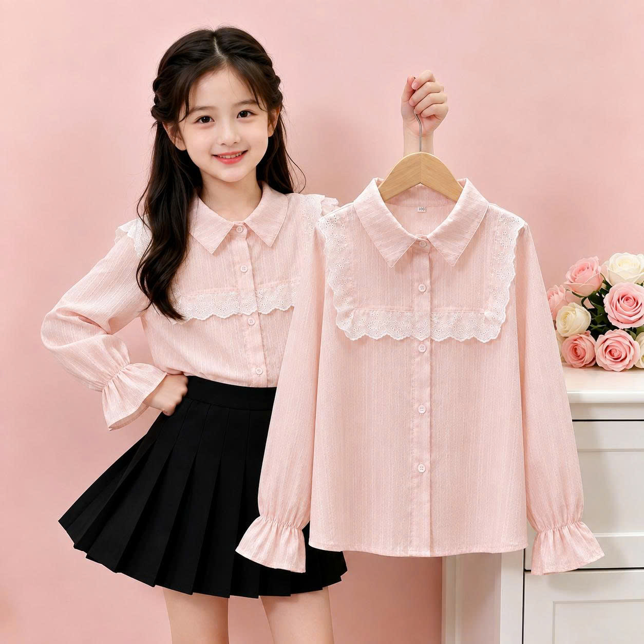 Áo sơ mi phối ren M388