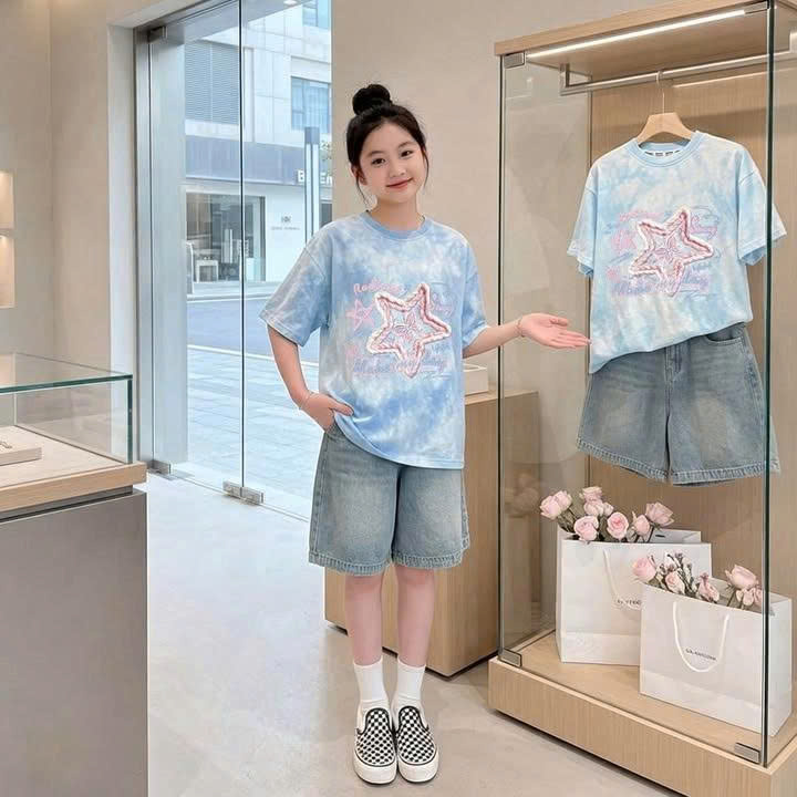 H26052-Áo cotton loang hình sao