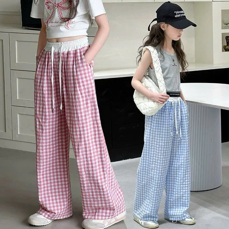 H26055-Quần suông kẻ phối cạp M337
