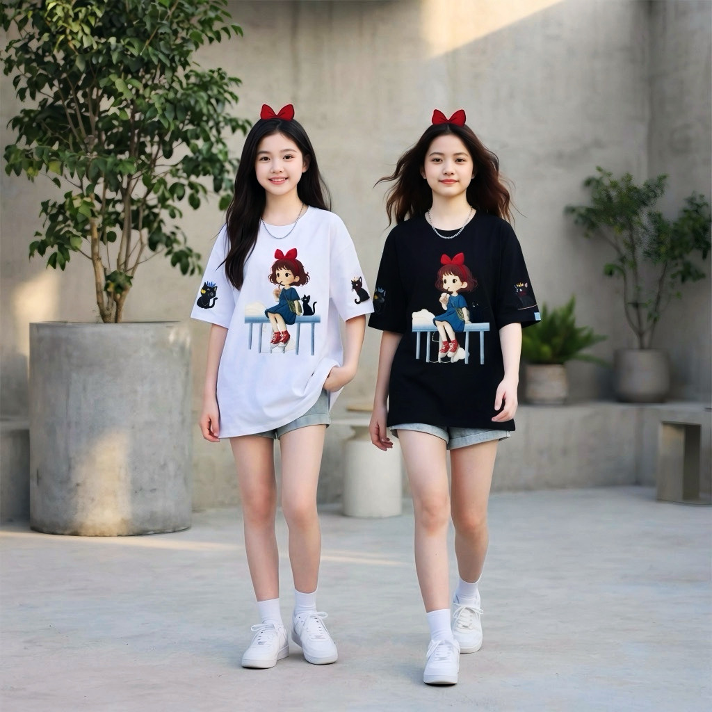 H26060-Áo cotton dry in cô gái