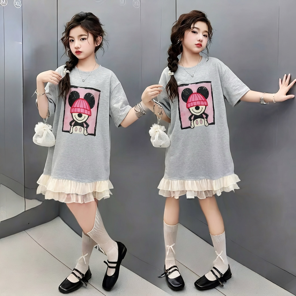 H26076-Váy mickey phối chân voan M356