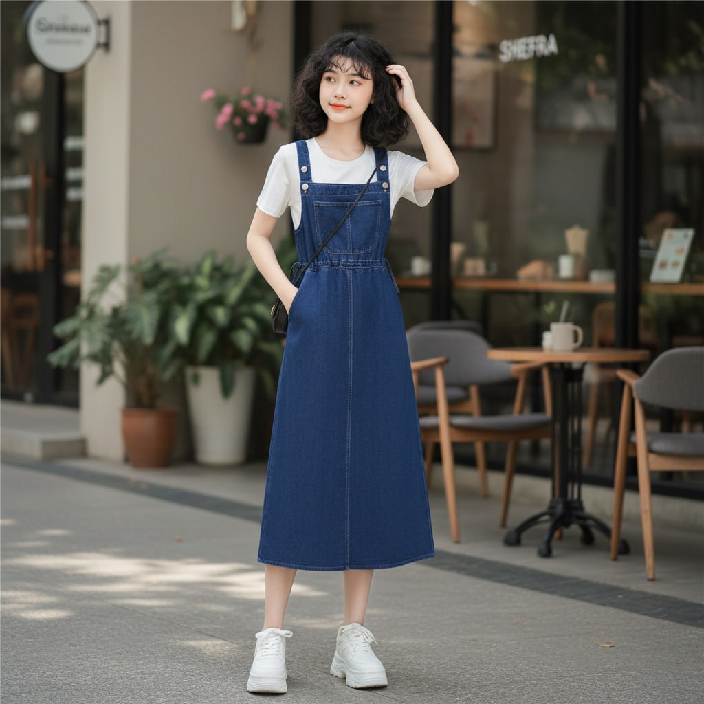 H26123-Yếm váy jeans 2 dây