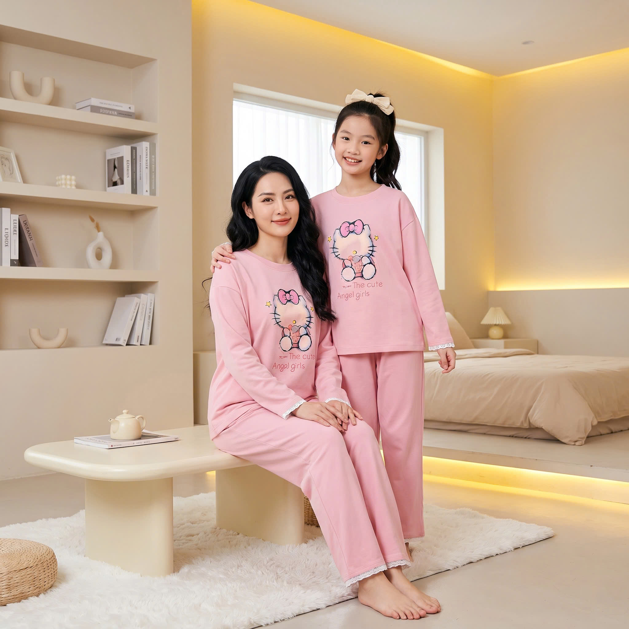 Set cotton mẹ con phối ren M382