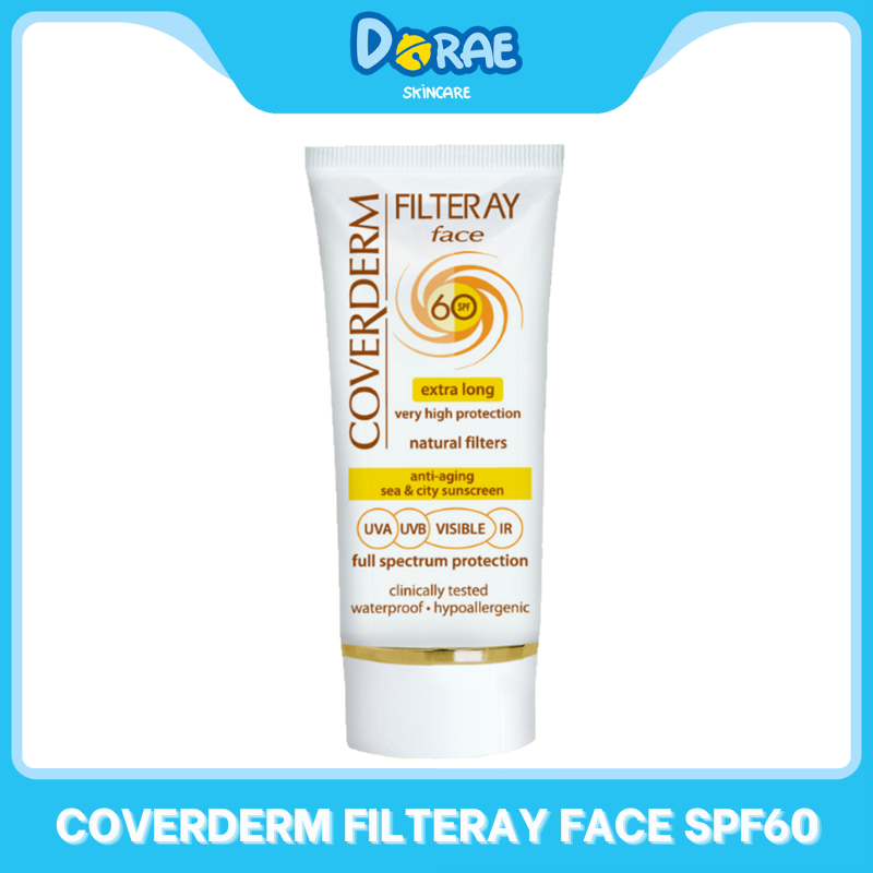 COVERDERM l Kem chống nắng 1 lần bôi Coverderm Filteray Face Chống Nước, Chống 4 Loại Tia UVA/UVB/HEV/IR