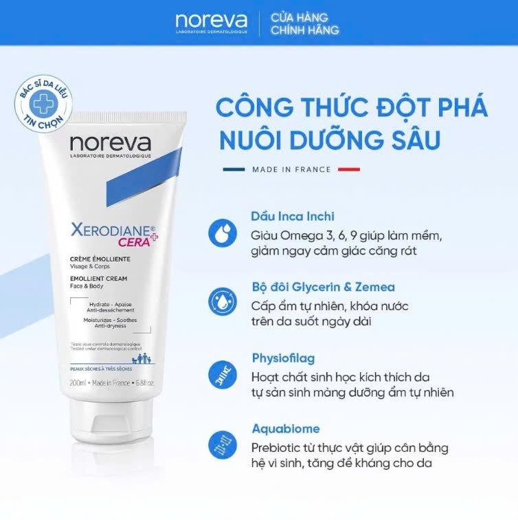 NOREVA I Kem dưỡng ẩm Noreva Xerodiane AP+ và Cera+Emollient Cream làm dịu và giảm ngứa chuyên sâu