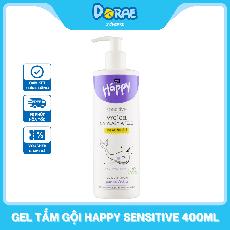 BELLA BABY HAPPY l Gel tắm gội cho trẻ sơ sinh và trẻ nhỏ Bella Baby Happy Sensitive Myci Gel Na Vlasy A Telo 400ml