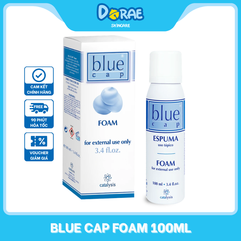 Blue Cap Foam l Dạng bọt dưỡng ẩm làm dịu da khô,vảy nến, ngứa, bong tróc dành cho trẻ em và người lớn