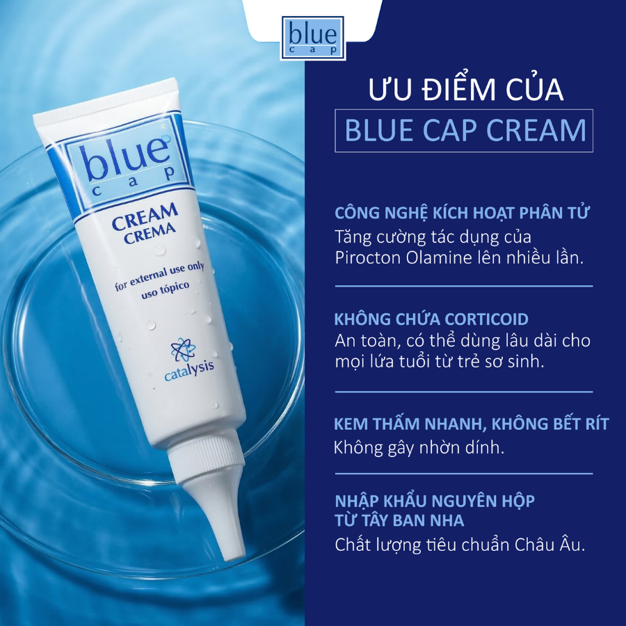 Blue Cap Cream l Kem dưỡng làm dịu, giảm ngứa, mẩn đỏ dành cho da cơ địa, khô, chàm, vảy nến 50G