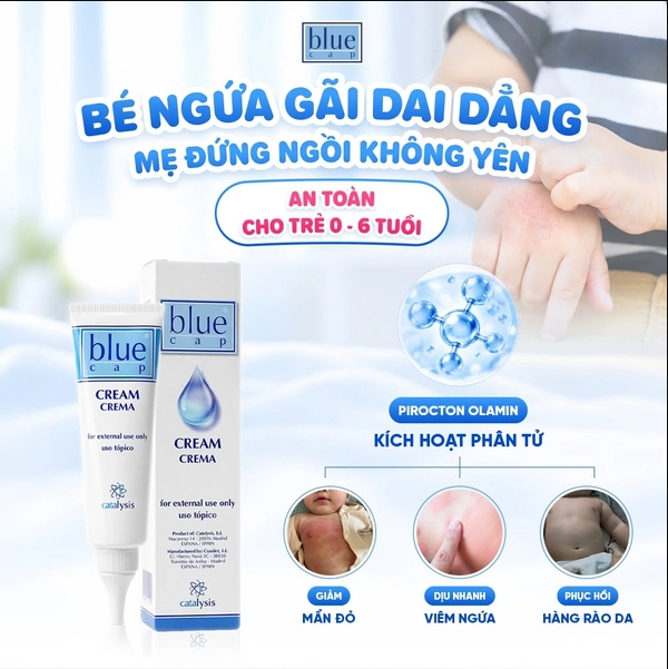 Blue Cap Cream l Kem dưỡng làm dịu, giảm ngứa, mẩn đỏ dành cho da cơ địa, khô, chàm, vảy nến 50G