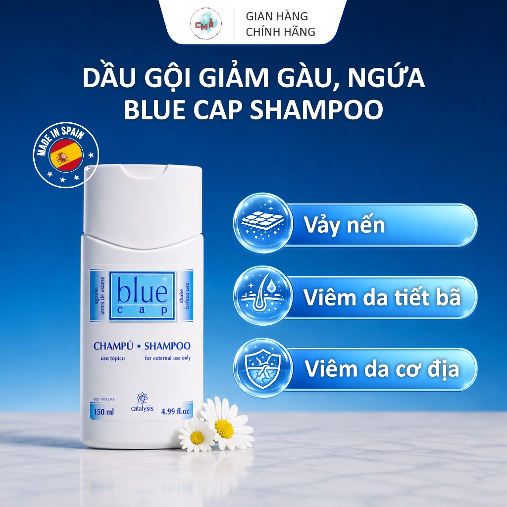 Blue Cap Shampoo l Dầu gội làm sạch bụi bẩn dịu nhẹ giảm ngứa, giảm nhờn cho trẻ em và người lớn