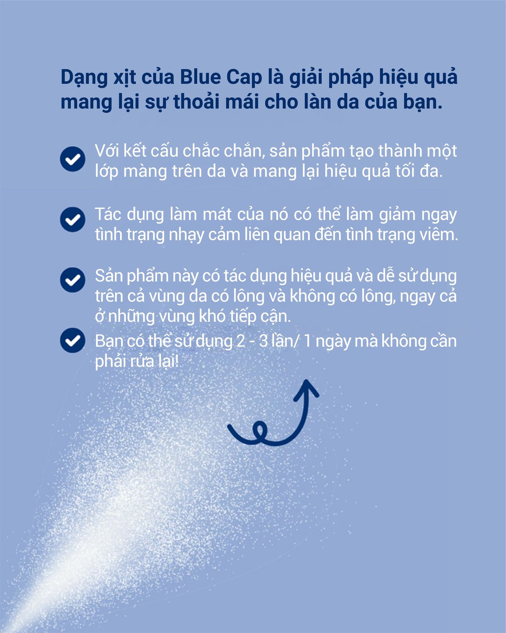 Blue Cap Spray 50ml l Xịt dưỡng ẩm làm dịu da khô, ngứa, bong tróc dành cho trẻ em và người lớn