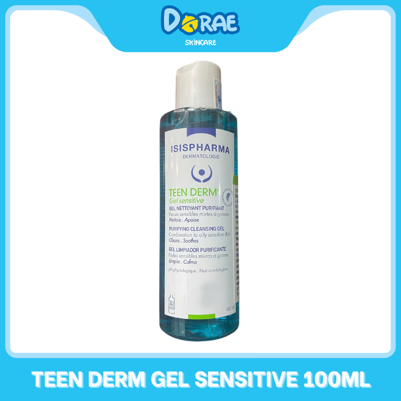 Gel rửa mặt, giảm nhờn, ngừa mụn cho da nhạy cảm Teen Derm Gel Sensitive