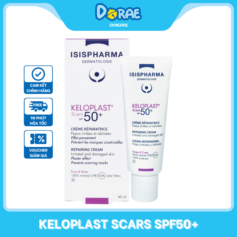 ISIS PHARMA l Kem hỗ trợ phòng ngừa sẹo lồi, tăng sắc tố, mờ thâm Keloplast Scars SPF50+