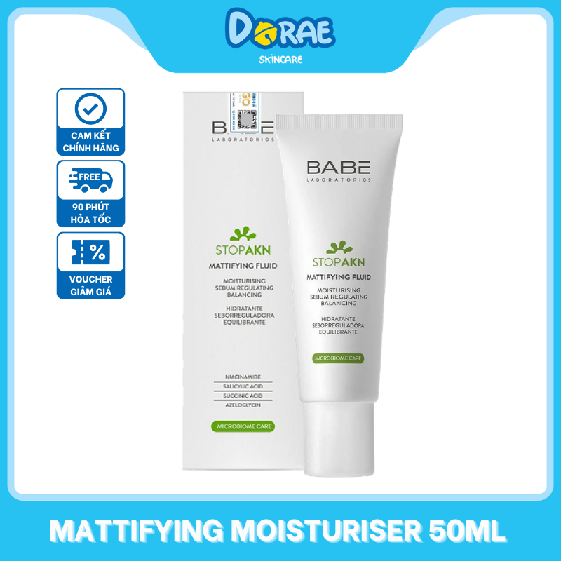 Kem dưỡng ẩm ngăn ngừa mụn, giảm bóng nhờn Babe Stop AKN Mattifying Moisturiser