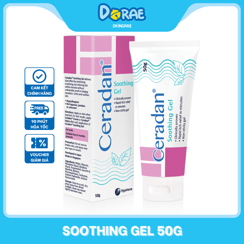 Kem làm dịu da, giảm kích ứng, giảm ngứa tức thì cho cơ thể Ceradan Soothing Gel