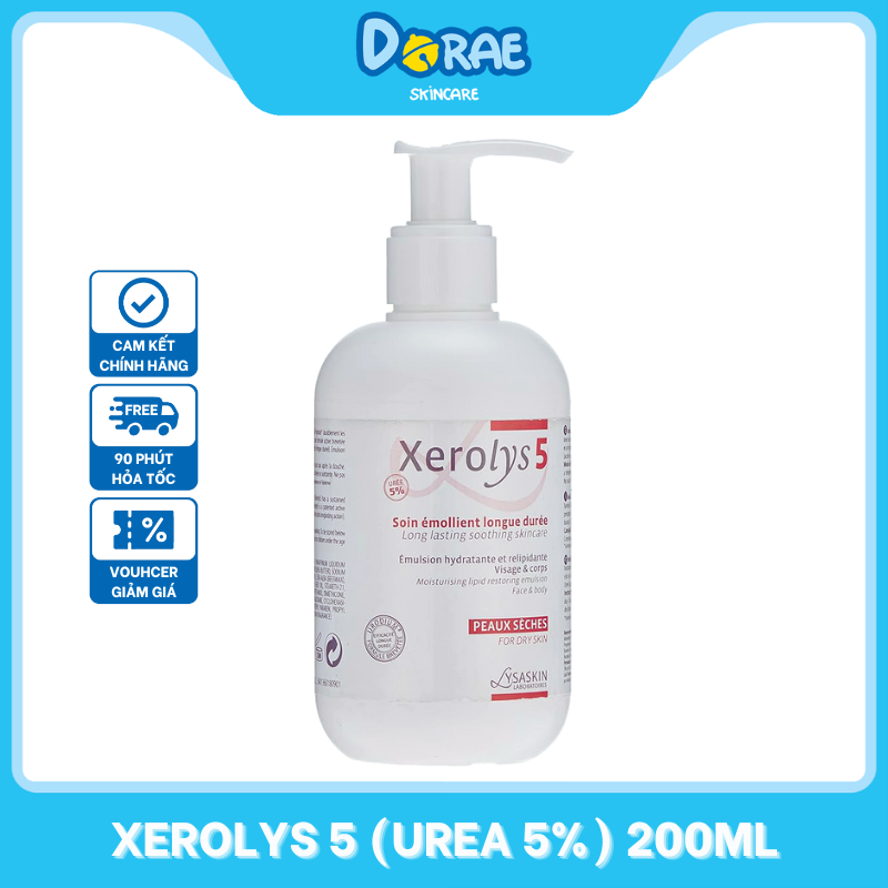 LYSASKIN l Kem dưỡng ẩm cho da khô, da lão hóa Xerolys 5 Soin Emollient Longue Duree 200ml