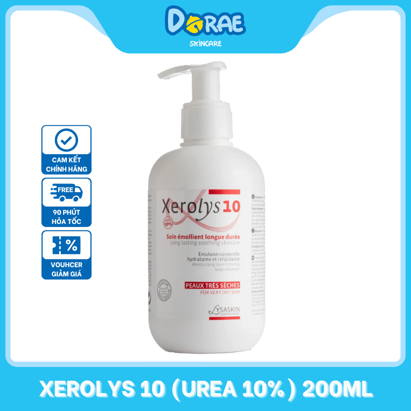 LYSASKIN l Kem dưỡng ẩm da vảy nến, vảy cá, da lão hóa Xerolys 10 Soin Emollient Longue Duree 200ml