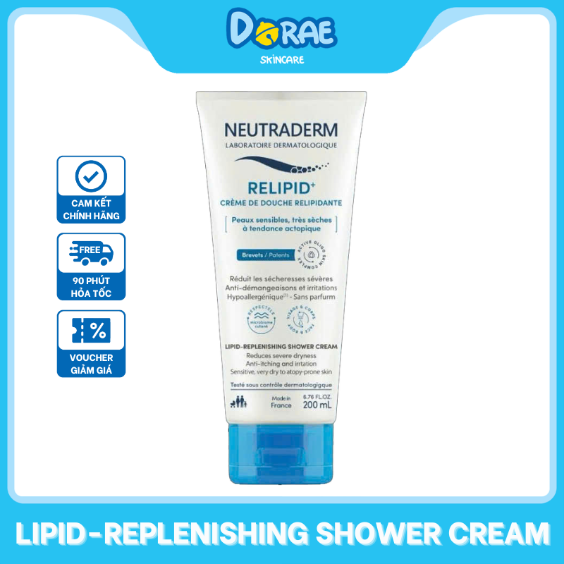 NEUTRADERM l Kem Tắm Cho Da Chàm Ngứa, Viêm Da Cơ Địa LIPID-REPLENISHING SHOWER CREAM Cho Trẻ Em Sơ Sinh Và Cả Gia Đình