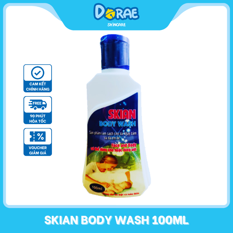 SKIAN l Gel tắm rửa mặt làm sạch cho làn da nhạy cảm mỏng manh Skian Body Wash 100ml